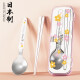 家の物语（KATEI STORY）日本进口筷子勺子套装便携餐具收纳盒不锈钢外带上班学生儿童筷勺 筷勺组合粉色小花