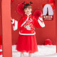 Classic Teddy女童套裙儿童年服中大童装冬季新年上衣裙子加绒两件套 大红 150 