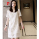 皮尔卡丹（pierre cardin）2024夏季新款优雅气质蕾丝连衣裙韩版时尚修身显瘦直筒宽松裙子 白色 L-105-115斤