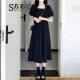 苏彩尼（SUCAINI）连衣裙女装2024年夏季新款法式温柔系赫本风小个子显瘦中长裙子 黑色 M
