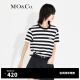 MO&Co.字母组合SLOGAN黑白条纹圆领短袖宽松棉质T恤上衣上装 黑白条色 S/160