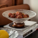 普诺尔新中式高脚玻璃水果盘客厅家用茶几高颜值零食盘干果糖果盘点心盘 小号方格果盘