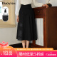 朵以（Duoyi）2024春季新款新中式国风盘扣提花半身裙设计感中长款显瘦A字裙女 黑色 M