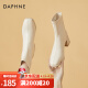 达芙妮（DAPHNE）短靴女单靴秋季法式2023新款粗跟中跟英伦风百搭品牌女靴子 米白色 37标准码