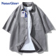NASA GISS短袖衬衫男夏季潮流衬衣宽松休闲男士上衣外套 灰色 2XL 