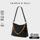 CHARLIE&KELLI CK品牌包包女包2024新款送女友生日礼物简约菱链条包百搭斜挎包 黑色