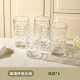 舍里藤编浮雕玻璃杯家用喝水杯水晶杯子套装女生咖啡杯高级感酒杯茶杯 高款4个装 如图