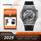 雷诺（RARONE）手表 解构派双子星Y全自动机械男士手表潮酷镂空胶带腕表