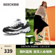 Skechers斯凯奇女鞋熊猫鞋复古百搭松糕运动鞋11959BKW黑色/白色37