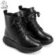 懒洋洋秋冬女靴户外雪地靴真皮软底英伦靴厚底皮靴防寒羊毛马丁靴1602C 黑色 羊毛内里 36