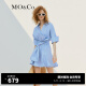 MO&Co.【会员专享福利】Acler设计师联名系列捏褶条纹衬衫连衣裙设计感 蓝白条色 M/165