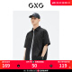 GXG男装 商场同款黑色微阔提花工艺短袖衬衫时尚 2023年夏季新款 黑色 180/XL