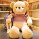 吉吉熊（JIJIXIONG）毛绒玩具玩偶泰迪熊猫公仔女孩大号布娃娃女生睡觉抱安抚抱抱熊女 浅.长毛白条毛衣 全长量80厘米彩袋
