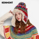 卡蒙（Kenmont）可爱毛绒护耳宽松毛线帽女冬季摇粒绒加绒保暖耳朵羊毛针织帽9472 绯红色 均码（58cm）