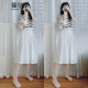 蔓尔依连衣裙女装2024年新款夏装夏季韩版时尚小个子两件套套装裙气质洋 米白条纹上衣+白色半身裙 M