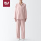 无印良品（MUJI）女式 无侧缝法兰绒 睡衣 家居服套装  粉红色3A L 