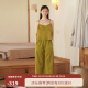 朵朵·可可24夏季新款简约吊带性感美背凉感九分裤睡衣女家居服套装 军绿 155(S)
