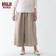 无印良品（MUJI）女式 麻 喇叭裤 裤子 长裤 休闲裤 宽版裤 阔腿裤BEG21A3S 浅灰棕色 XL(165/74A)