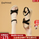 达芙妮（DAPHNE）时装女士凉鞋夏季2024新款平底松糕百搭厚底增高坡跟仙女风女鞋 黑色(跟高4.5CM) 38