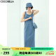 COCOBELLA预售简约弹力针织牛仔连衣裙设计感休闲背心长裙FR615B 牛仔蓝 L