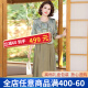 KMZOE中式女装中国风妈妈夏装新款连衣裙套装中老年母亲节夏季冰丝外套 绿色套装 2XL （建议105-120斤）礼盒包装