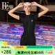 范德安（BALNEAIRE）女士高端防晒度假连体专业竞速泳衣显瘦拉链平角游泳 黑色 L 