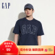 Gap【京东专供】男装2024夏新款撞色logo圆领短袖T恤纯棉上衣544465 藏青色 180/100A(XL) 亚洲尺码