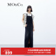 MO&Co.黑色开叉棉质牛仔小众设计感连衣裙背带裙女裙子 牛仔黑色 M/165