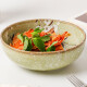 小鹿田烧 绿樱花合集日本进口陶瓷碗盘碟釉下彩日式米饭碗餐具家用面碗 绿樱花17.5厘米钵