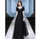 塞德勒黑色小晚礼服裙2022新款宴会高端轻奢小众气质高贵主持人女 黑色长款 L (建议106-115斤)