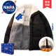 NASA LEAP双面穿羊羔绒棉服男冬季加厚外套情侣棉袄羽棉衣绒服男士冬天衣服 黑色 M