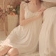 俞兆林公主睡裙女夏季冰丝宫廷睡衣甜美性感蕾丝吊带短袖家居服 均码（90-135斤）