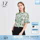玖姿（JUZUI）商场同款立领小衫女夏季新款优雅印花衬衫JWBX60207 花草绿 L