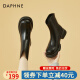 达芙妮（DAPHNE）棕色短靴女靴子2024年新款春秋季平底高级感马丁靴女士瘦瘦靴 黑色 36