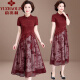 俞兆林妈妈装夏装连衣裙中老年女装新款夏季新款中式裙子时尚母亲节礼物 51红色 (短袖) XL (推荐110-120斤)