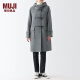 无印良品 MUJI 女式 羊毛混 牛角扣大衣 毛呢大衣 长款外套冬季 BDA11C2A 炭灰色 XL(165/92A)