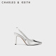 CHARLES&KEITH时尚链条尖头高跟鞋凉鞋女士鞋生日礼物CK1-60280377 Silver银色 35