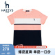 哈吉斯（HAZZYS）童装女童圆领衫夏季新品中大童时尚拼色短袖T恤 粉艾尔 145cm