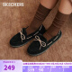 斯凯奇（SKECHERS）冬季女鞋毛绒豆豆套脚乐福鞋平底舒适棉单鞋32782 BLK黑色 36