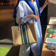 酷奇袋鼠 KQ简约单肩大包包女韩版女士手提公文包职业通勤条纹大容量帆布包 藏青条纹
