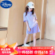迪士尼（Disney）女童夏季套装短袖POLO衫韩版中大童学院风女孩运动短裤儿童两件套 紫色 套装【无包】 150