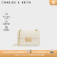 CHARLES&KEITH拼接菱格链条单肩斜挎小方包包女包生日礼物CK2-80701360 Ivory象牙色 S
