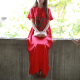 乱在江南民族风刺绣棉麻连衣裙短袖夏季新品文艺复古盘扣显瘦长裙 红色 均码