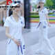 皮尔卡丹2024夏款纯棉女士运动服套装休闲时尚洋气时髦小个子短l袖两件装 白色 XL(建议115斤-130斤)