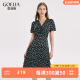 歌莉娅预售| 夏季新品  V领扭结连衣裙  1A6H4KAKA 27D黑底印花（预计6月10日发货） M（预计6月10日发货）
