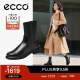 爱步（ECCO）靴子女 2023冬季新款保暖真皮中筒烟筒靴女 都市阿姆222003 黑色22200351052 37