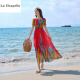 拉夏贝尔（La Chapelle）连衣裙女泰国巴厘岛三亚海边度假沙滩裙2023波西米亚长裙超仙新款 红色 M 95-102斤