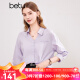 百图betu女装2024春夏新款衬衫法式翻领口袋设计时髦优雅衬衫2403T36 紫色 L
