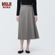 无印良品 MUJI 女式不易起皱平纹宽摆裙 长半身裙女款裙子BE1T5C4S 灰色 M(160/66A)