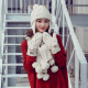 克沃兹帽子围巾手套三件套女冬学生可爱韩版潮加绒保暖生日圣诞礼物 杏白色（送礼品袋）